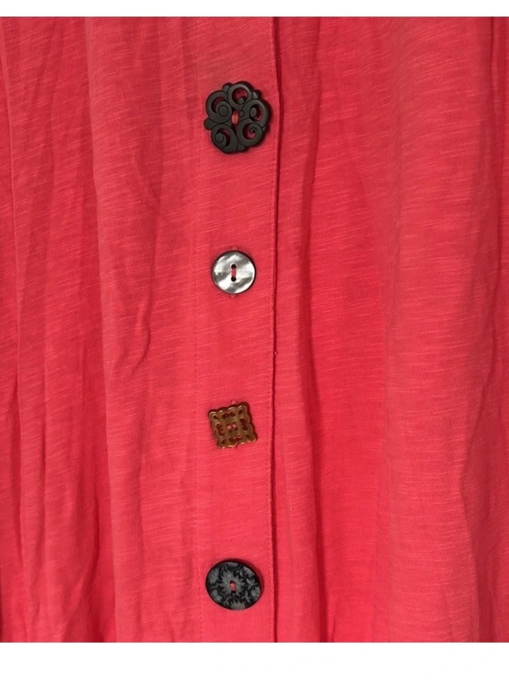 Soft Surroundings Coral Button-Front Midi Dress - Picture 8 of 9